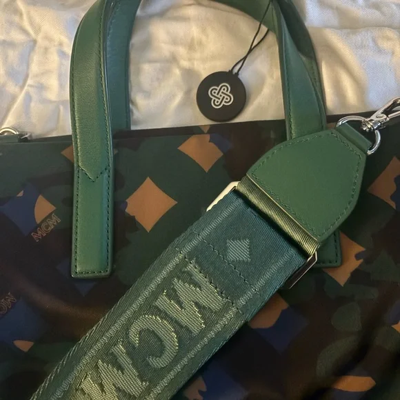 MCM Green Multicolor Geometric Messenger Bag - Picture 3 of 11